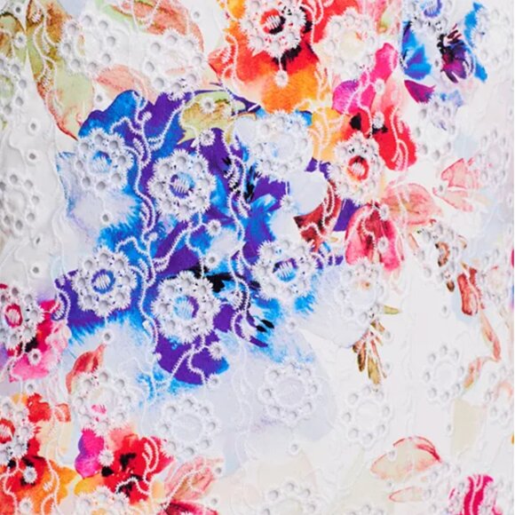 Johnny Was Summer Days Eyelet Floral One Piece Swimsuit Cross Back M NWT $198 - Picture 7 of 7